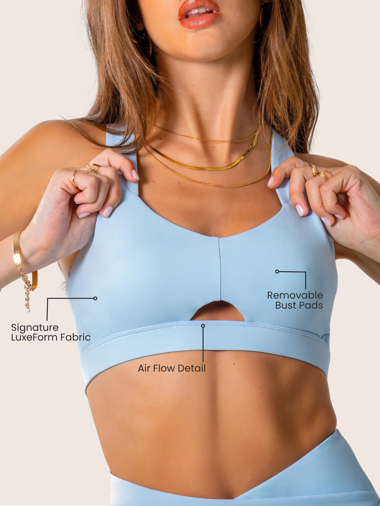 LuxeForm Heart Bra Baby Blue - Runner's Athletics - The Track and Field Store