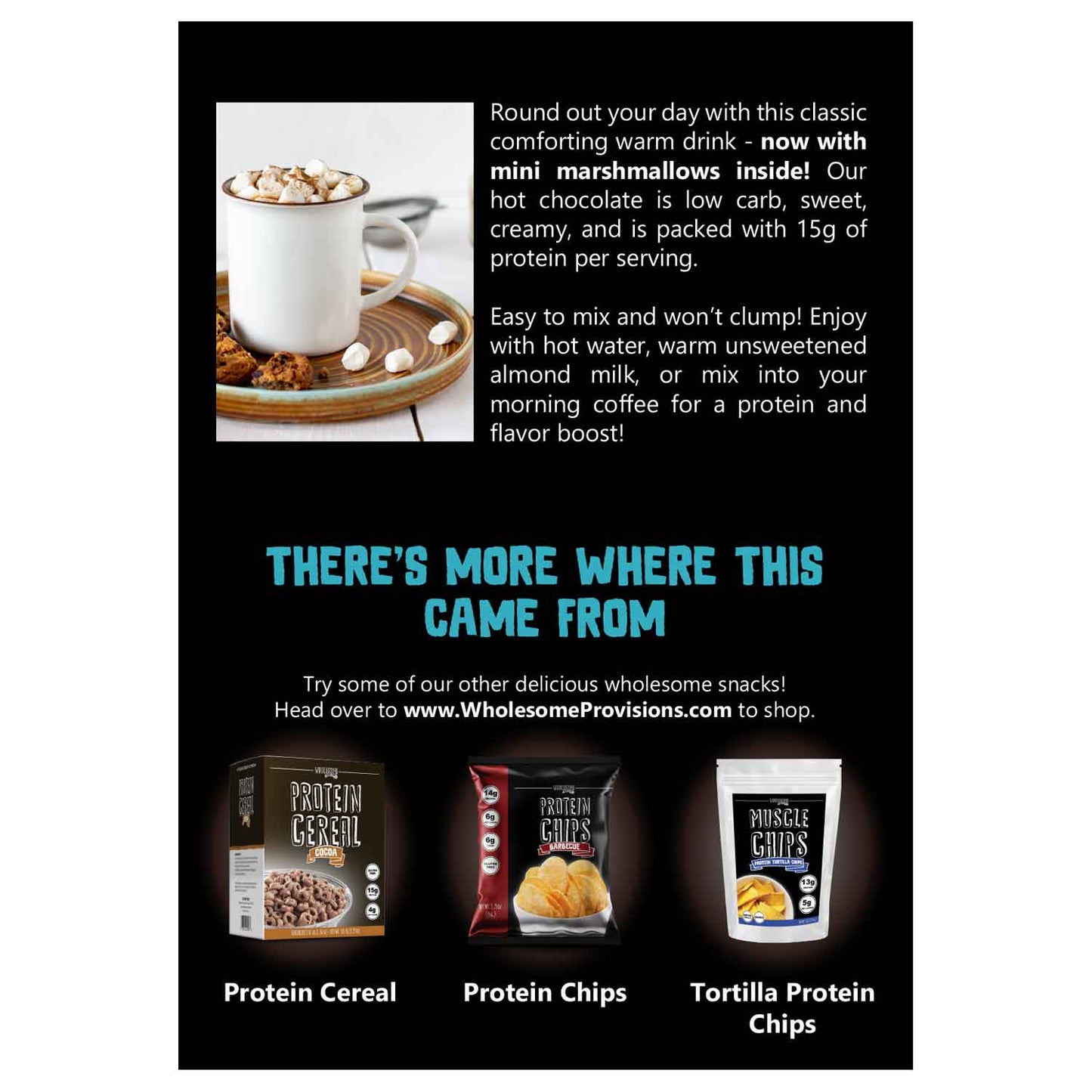 Protein Hot Chocolate with Mini Marshmallows - High Protein & Low in Carbs, Keto-Friendly - Wholesome Provisions - The Track and Field Store