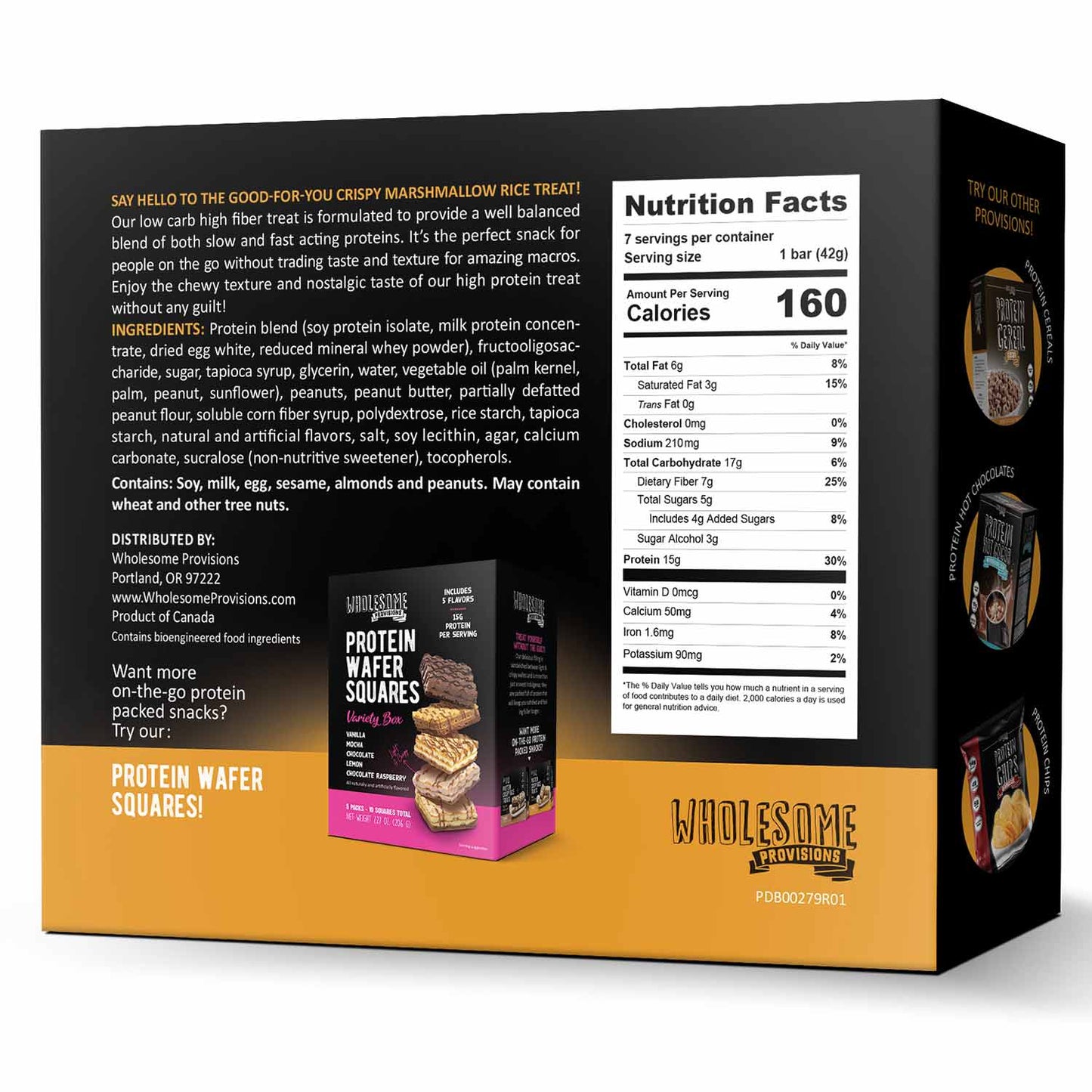 Peanut Butter Protein Rice Crispy Treats - 15g Protein, Low Carb 7g Net, High Fiber, Soft & Chewy - Wholesome Provisions