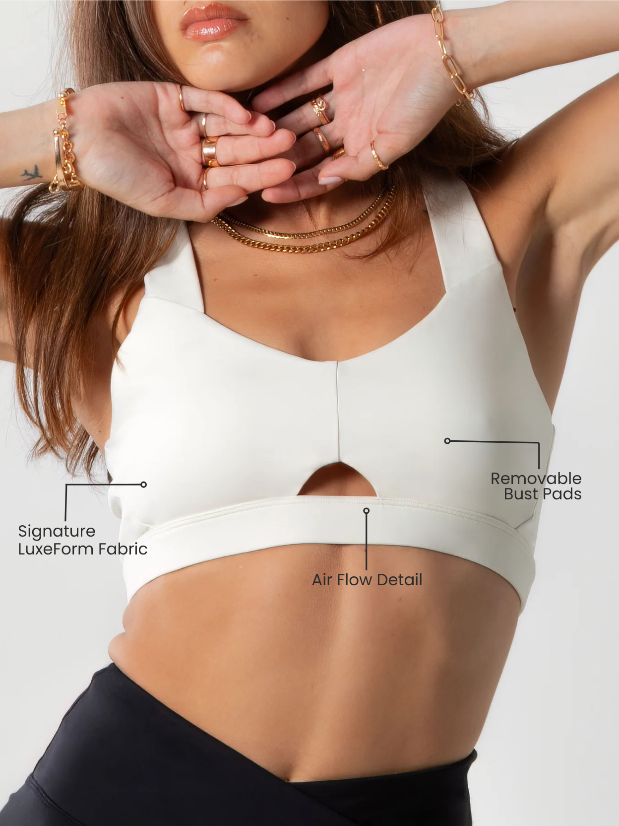 LuxeForm Heart Bra Beige - Runner's Athletics - The Track and Field Store