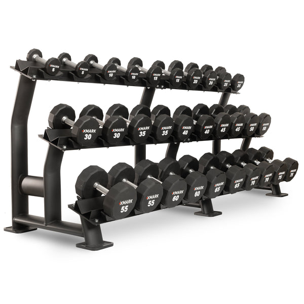 12-Sided Commercial Urethane Dumbbells (5-50 lb and 5-75 lb Sets)