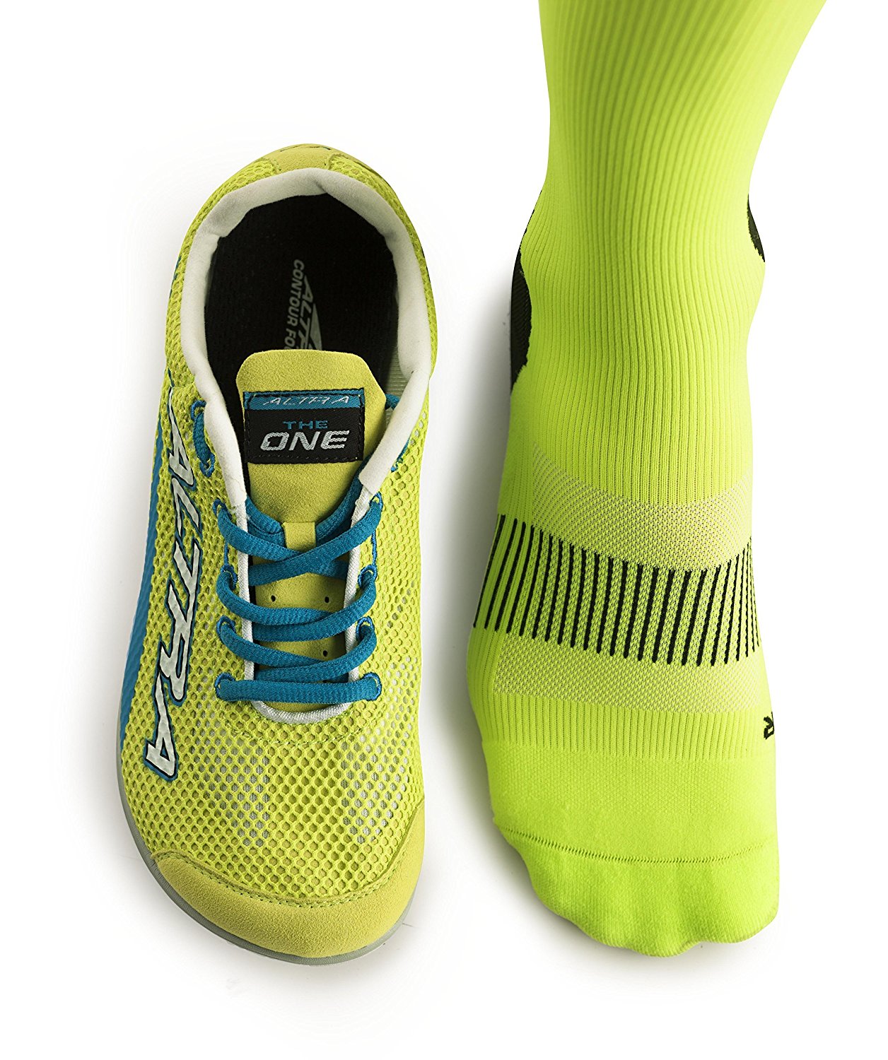 Altra Maximum 1.0 Light Anatomical Compression Socks, Lime/Black (S, M) Triathlete Store