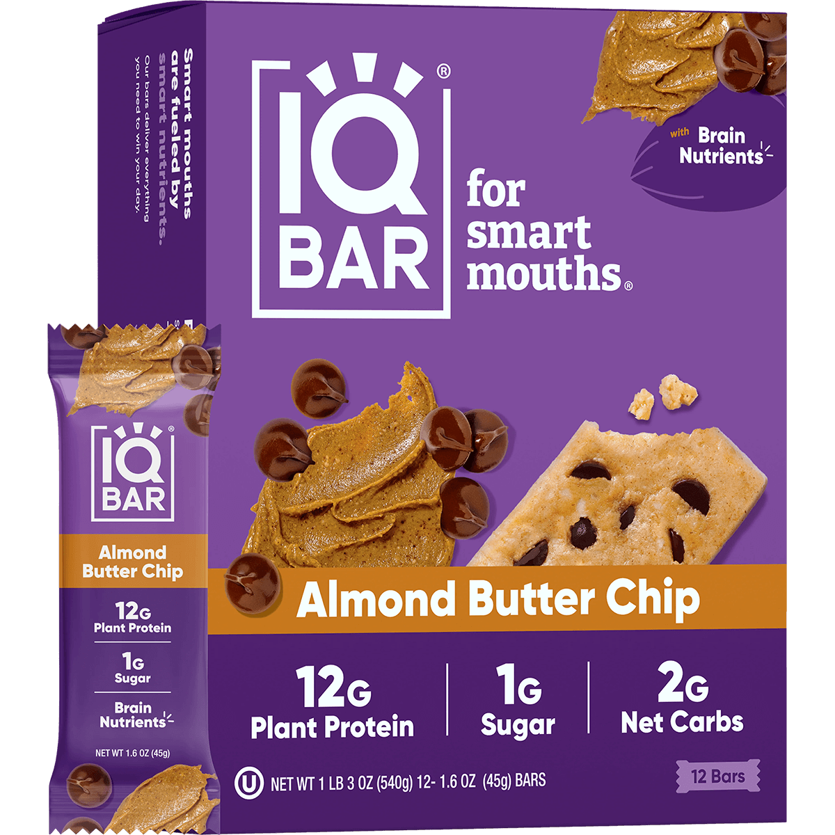 Almond Butter Chip (12 Bars) - IQ Bar - The Track and Field Store