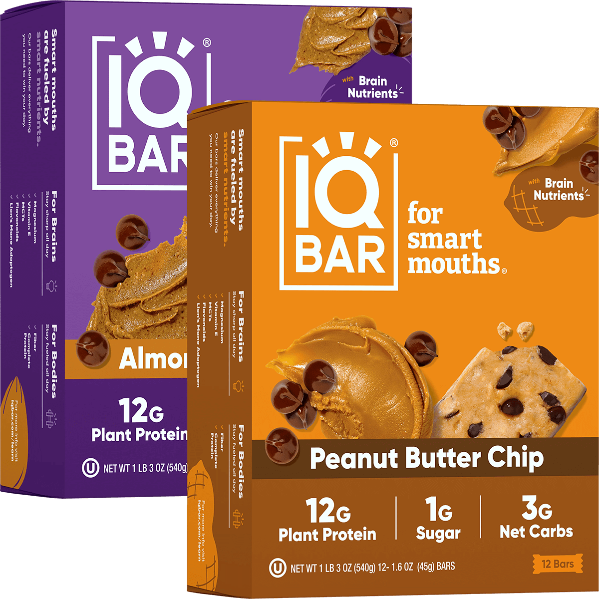 Almond Butter Chip & Peanut Butter Chip (24 Bars) - IQ Bar - The Track and Field Store