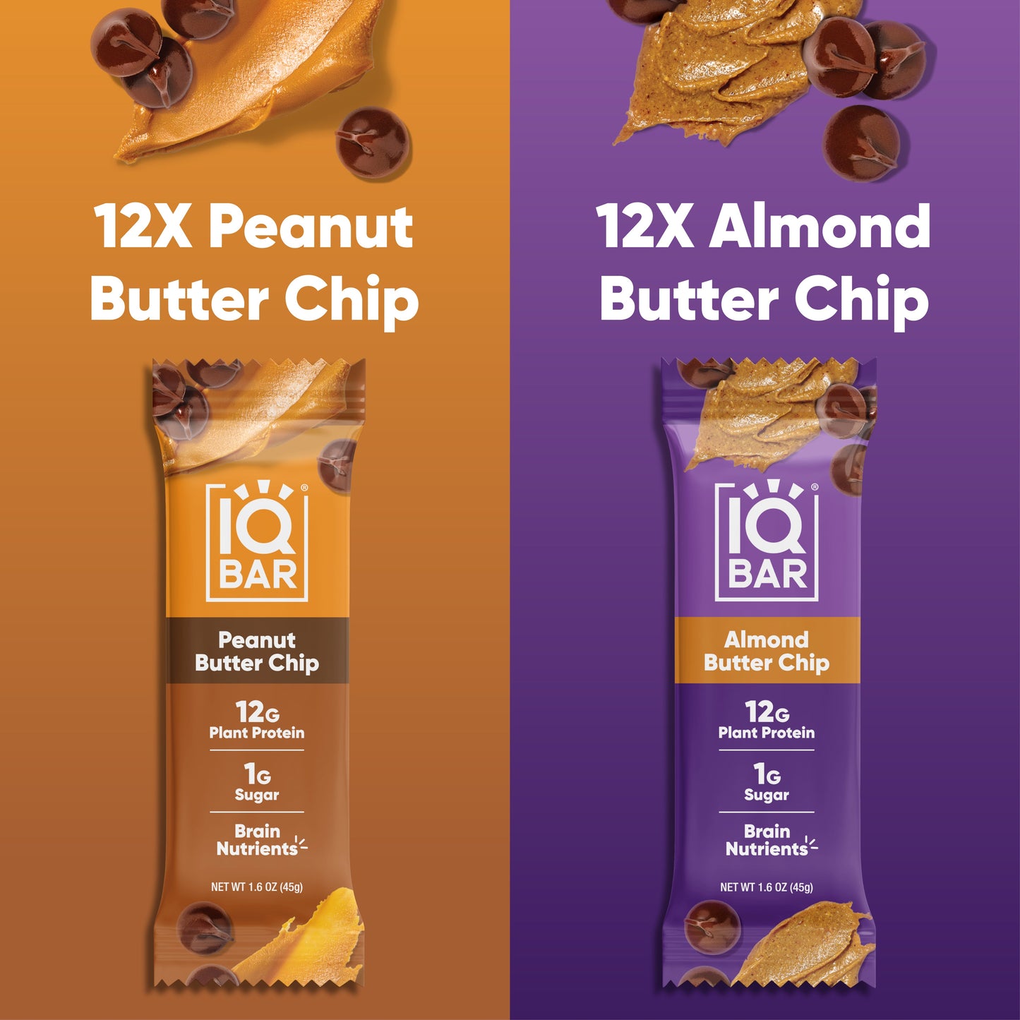 Almond Butter Chip & Peanut Butter Chip (24 Bars) - IQ Bar - The Track and Field Store
