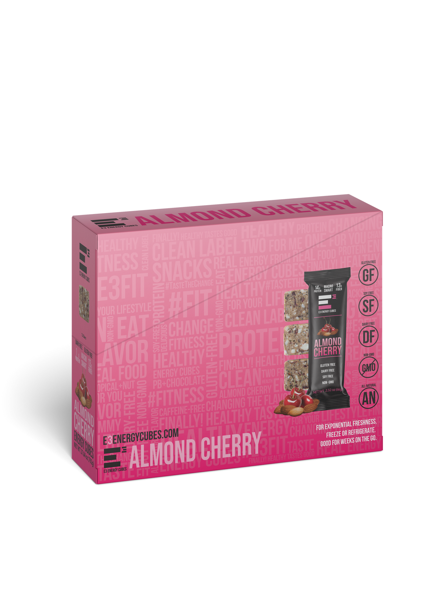 Almond Cherry E3 Energy Cubes - Protein Bars (12 Bars)