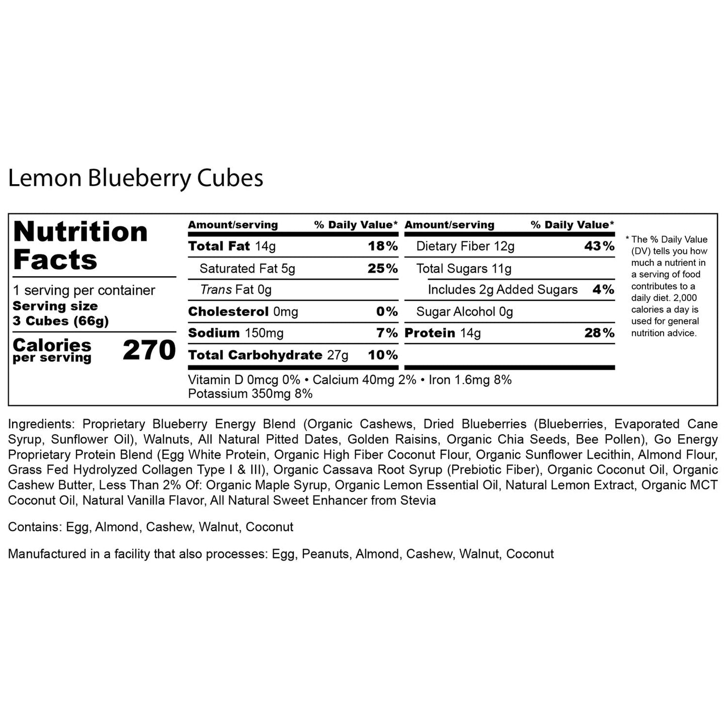 Lemon Blueberry E3 Energy Cubes - Protein Bars (12 bars) - The Track and Field Store