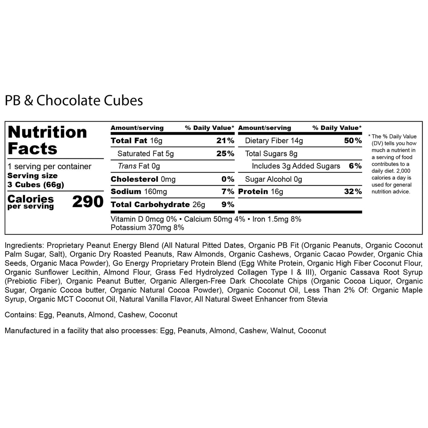 Peanut Butter & Chocolate E3 Energy Cubes - Protein Bars (12 bars) - The Track and Field Store