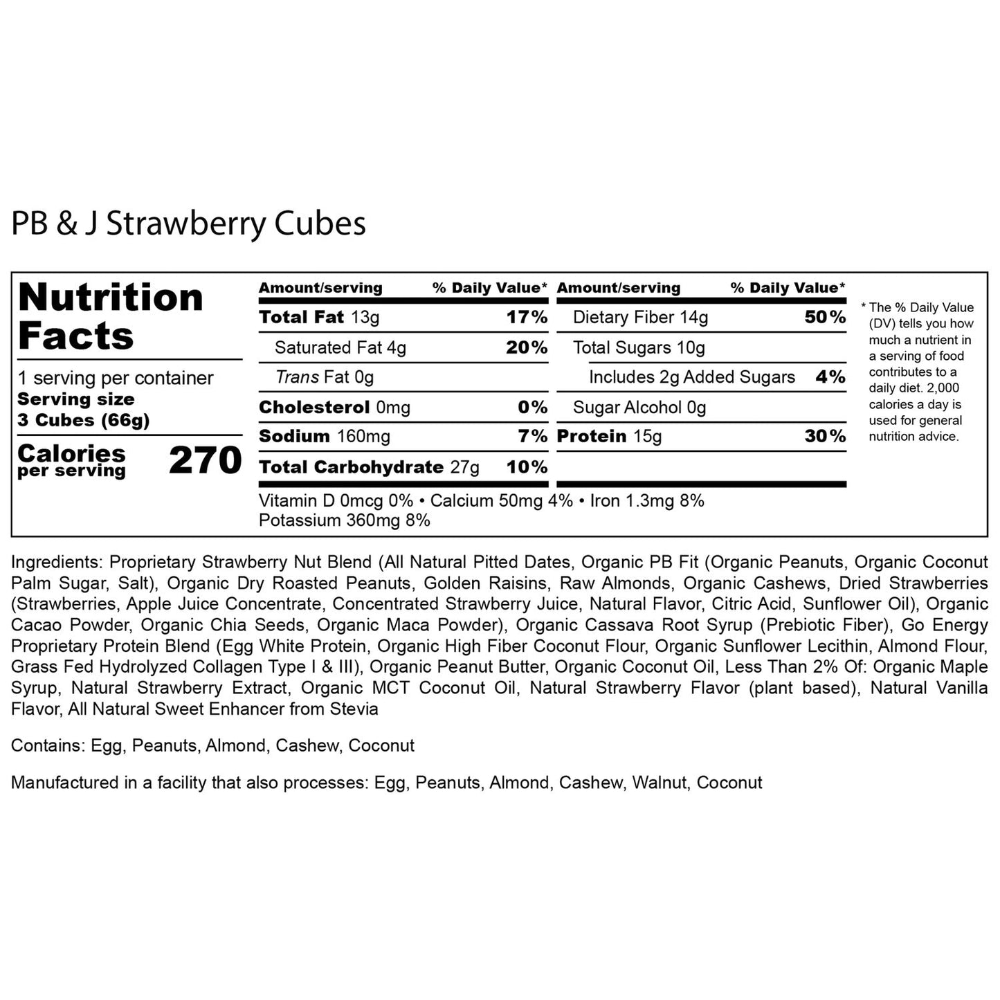 PB & Jam - Strawberry E3 Energy Cubes - Protein Bars (12 bars) - The Track and Field Store