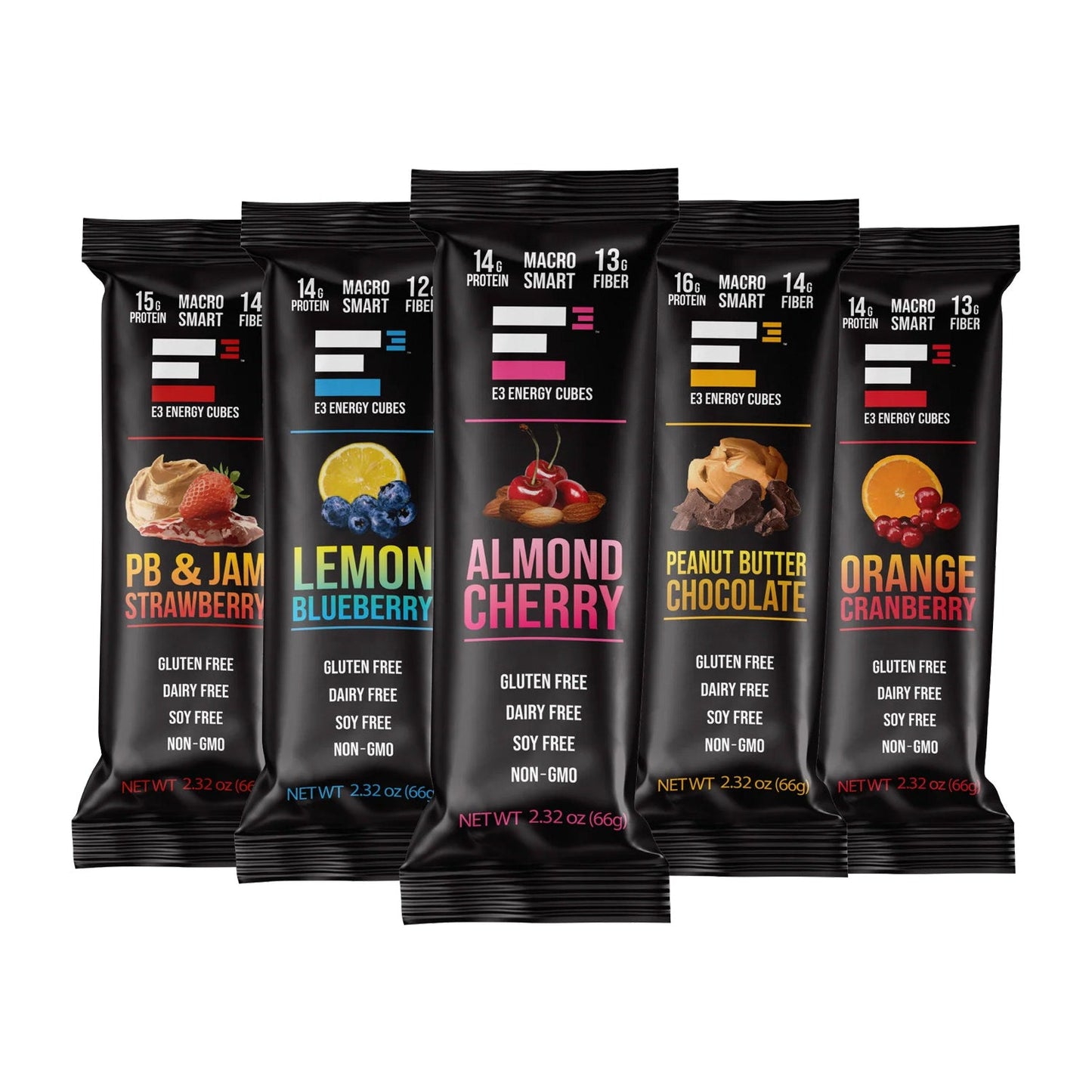 5 Flavor Variety Pack E3 Energy Cubes - Protein Bars (12 bars mixed flavors) - The Track and Field Store