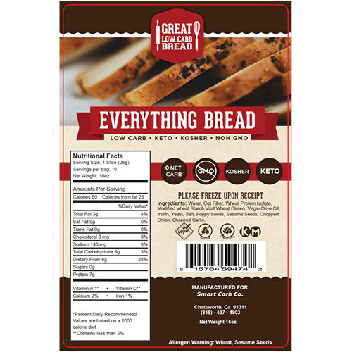 Everything Sliced Bread - 0g Net Carb, High in Protein, High Fiber, Non-GMO - Wholesome Provisions - The Track and Field Store