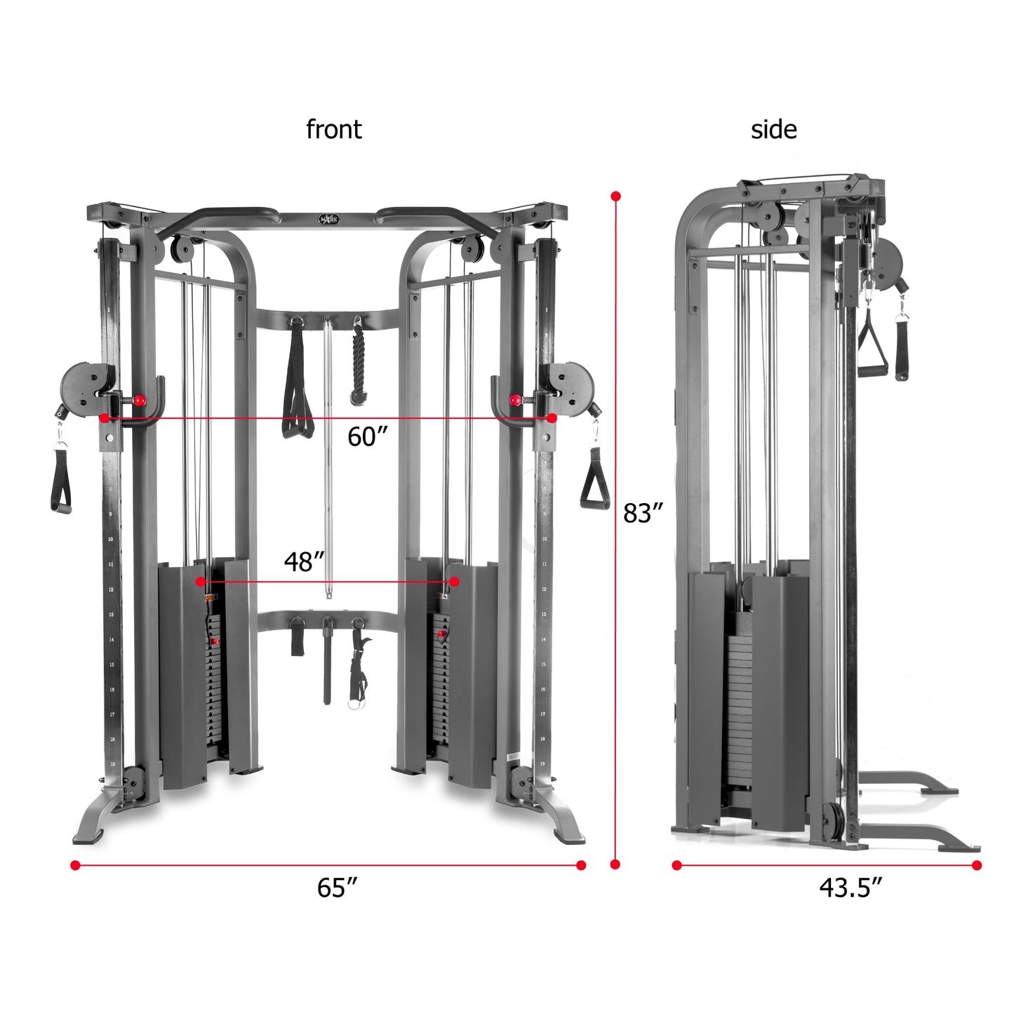 Functional Trainer Cable Machine with Dual 200 lb Weight Stacks - Xmark XMARK
