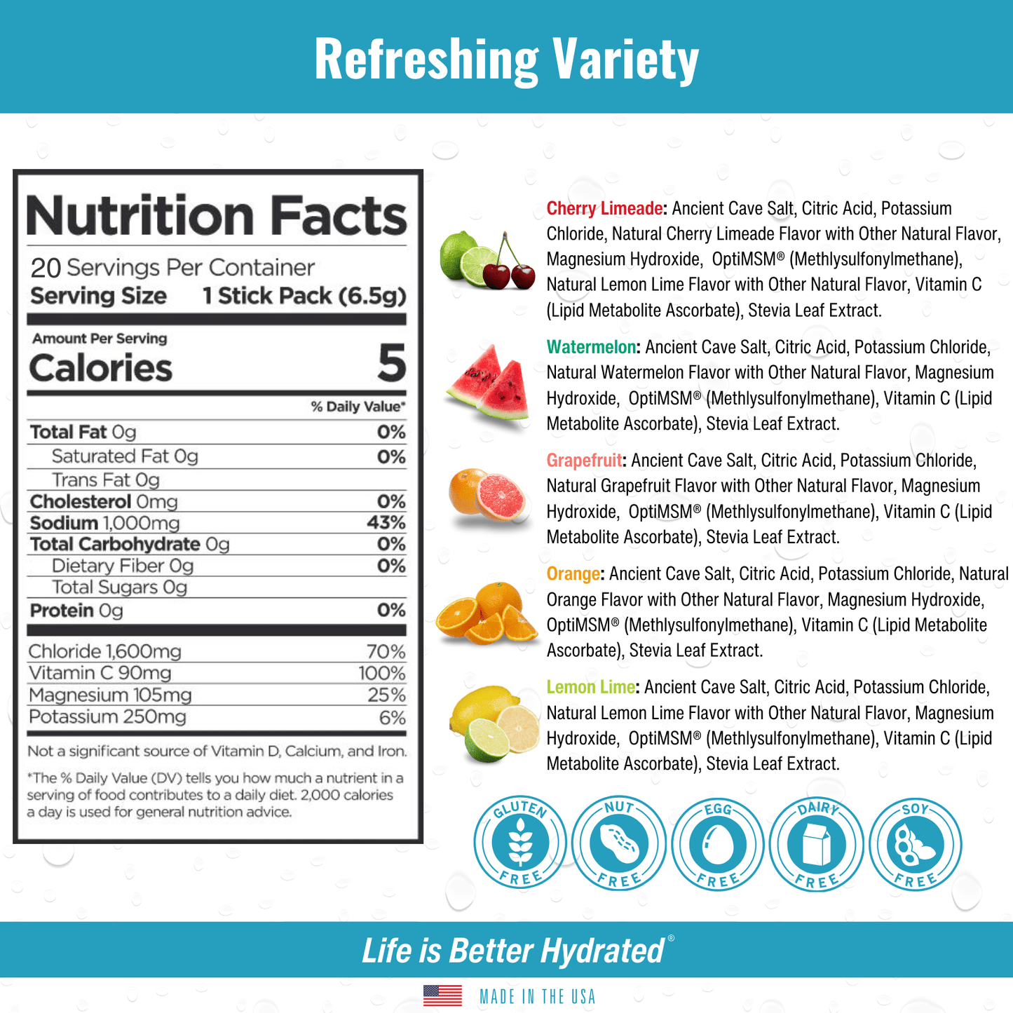 H2O ELECTROLYTES™ - Family Hydration Pack (100 Count Variety) | Zero Sugar Electrolyte Powder - The Track and Field Store