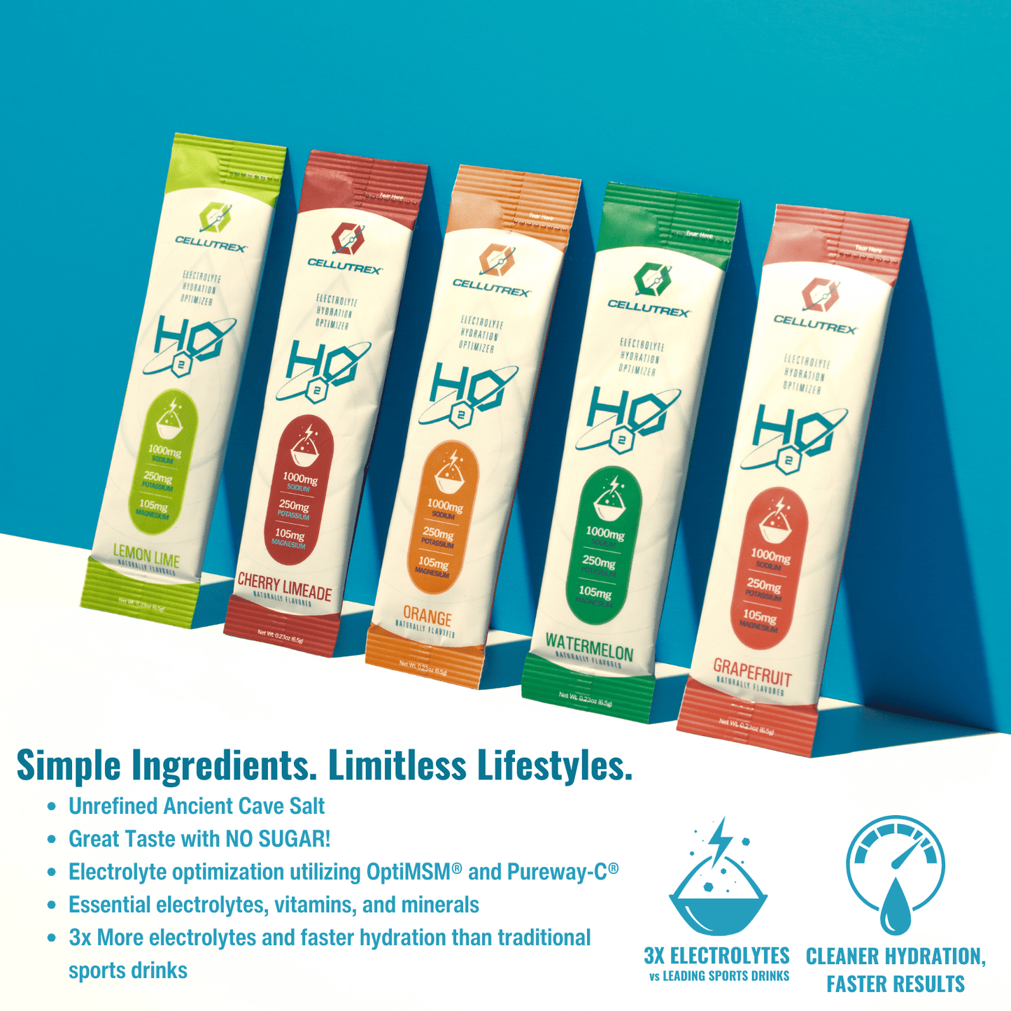 H2O ELECTROLYTES™ - Family Hydration Pack (100 Count Variety) | Zero Sugar Electrolyte Powder - The Track and Field Store
