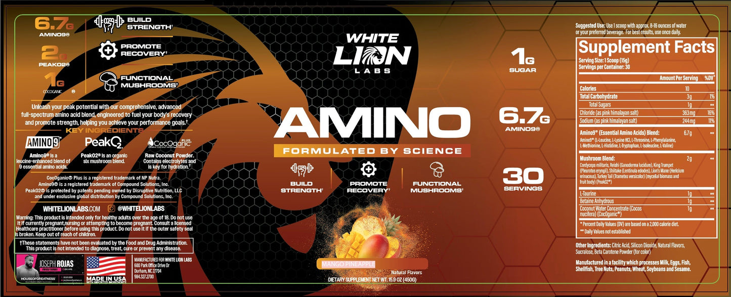 Amino Premium EAA- Blend - White Lion Labs - The Track and Field Store