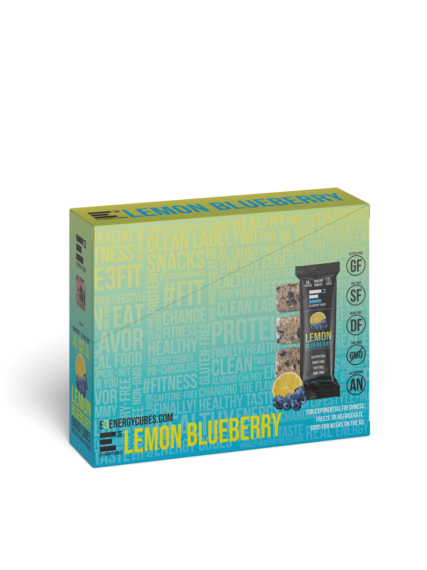 Lemon Blueberry E3 Energy Cubes - Protein Bars (12 bars) - The Track and Field Store