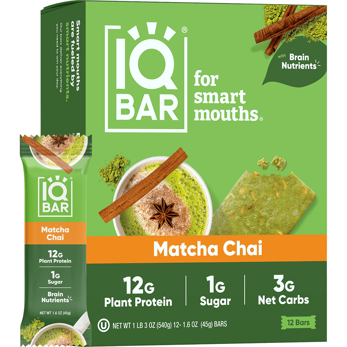 Matcha Chai (12 Bars) - IQ Bar - The Track and Field Store
