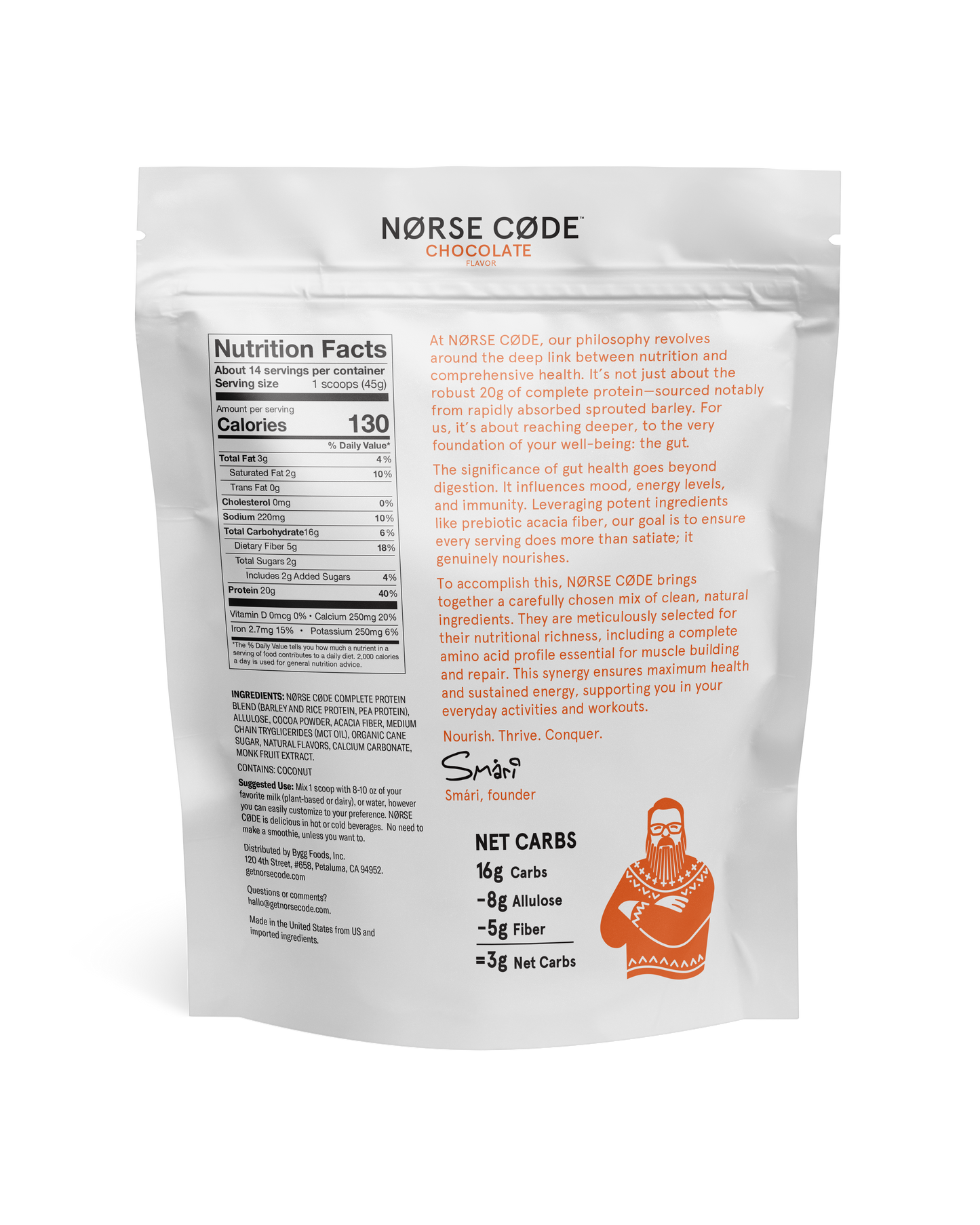 NØRSE CØDE Chocolate Plant Protein Powder - The Track and Field Store