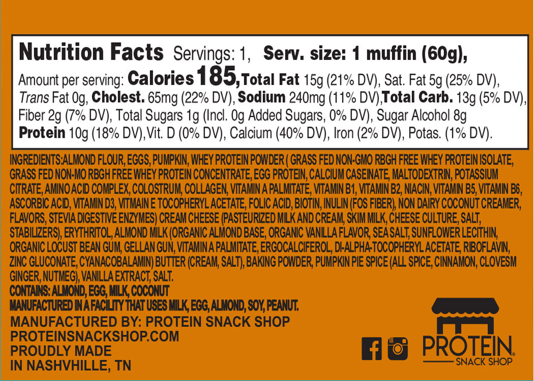 Pumpkin Cream Cheese Protein Muffin, 5-Ct, Low Carb, Gluten-Free