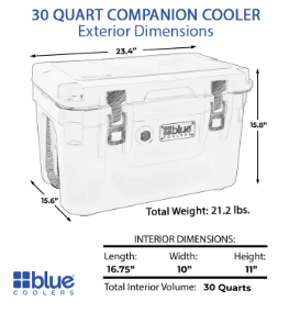 30 Quart Companion Series Roto-Molded Cooler - Blue Coolers - The Track and Field Store