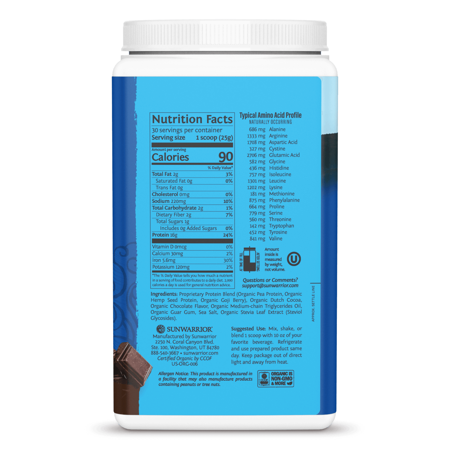 Warrior Blend Organic Chocolate - SUNWARRIOR Sunwarrior