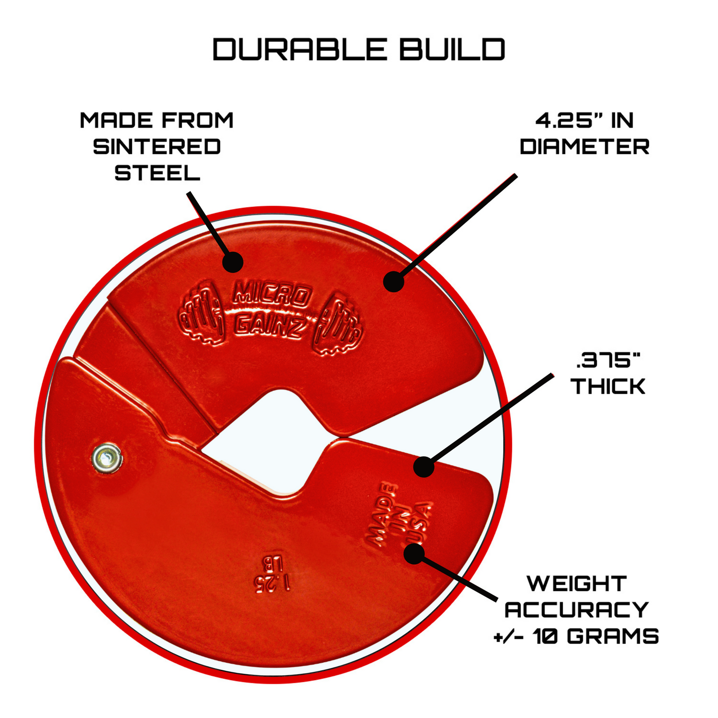Red 1.25LB Dumbbell Fractional Weight Plates - Micro Gainz - The Track and Field Store
