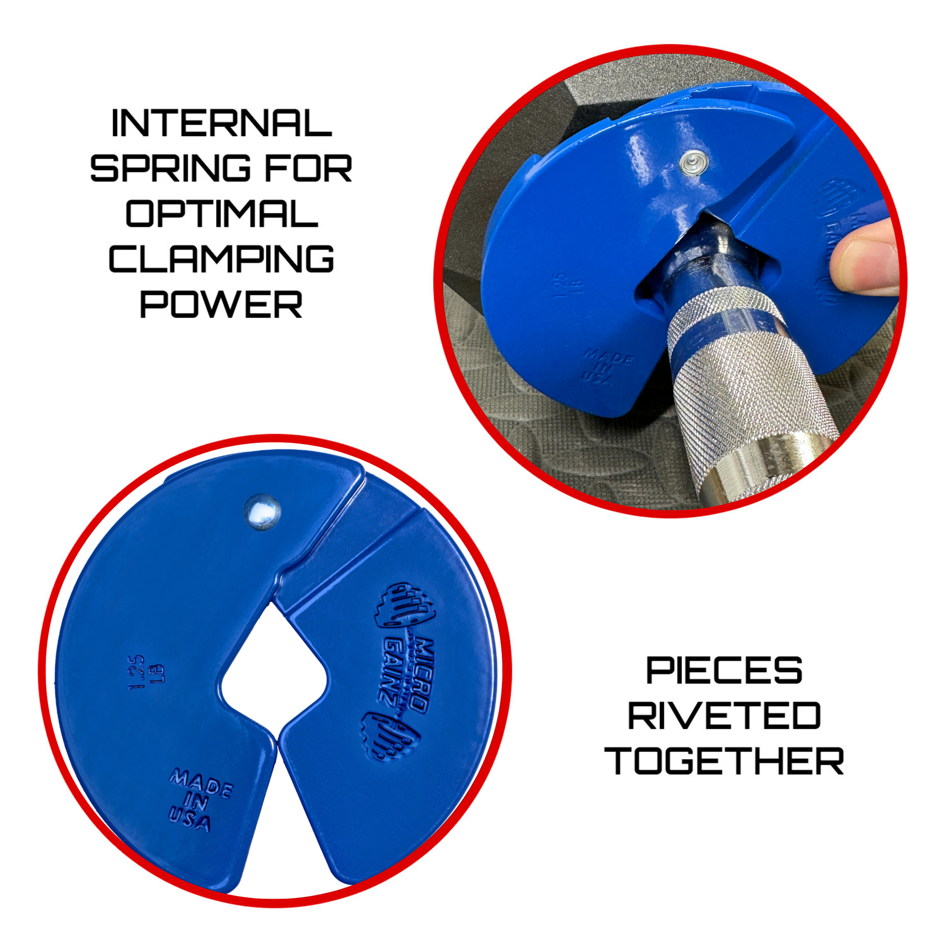 Micro Gainz Blue 1.25LB Dumbbell Fractional Weight Plates - The Track and Field Store