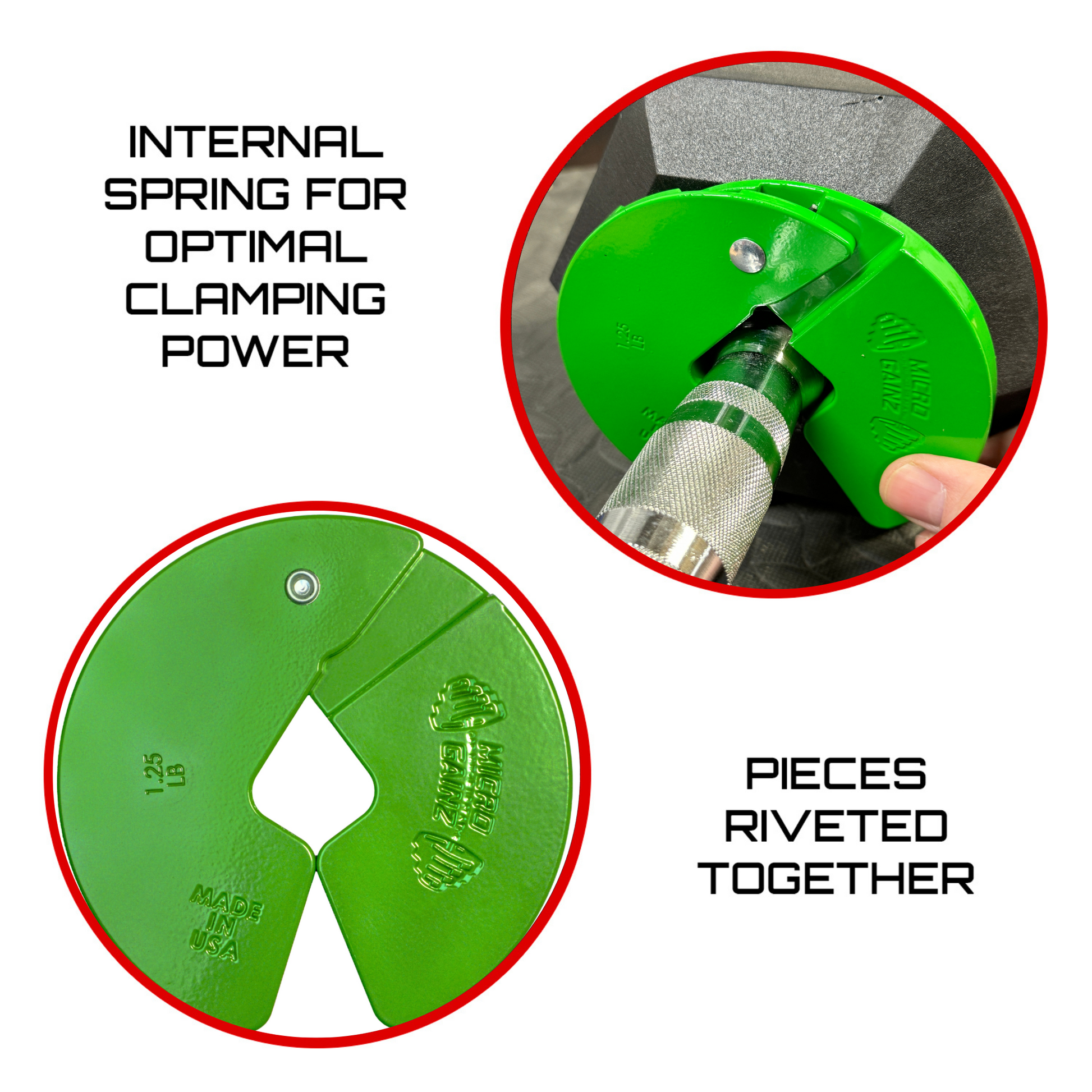 Green 1.25LB Dumbbell Fractional Weight Plates - Micro Gainz - The Track and Field Store