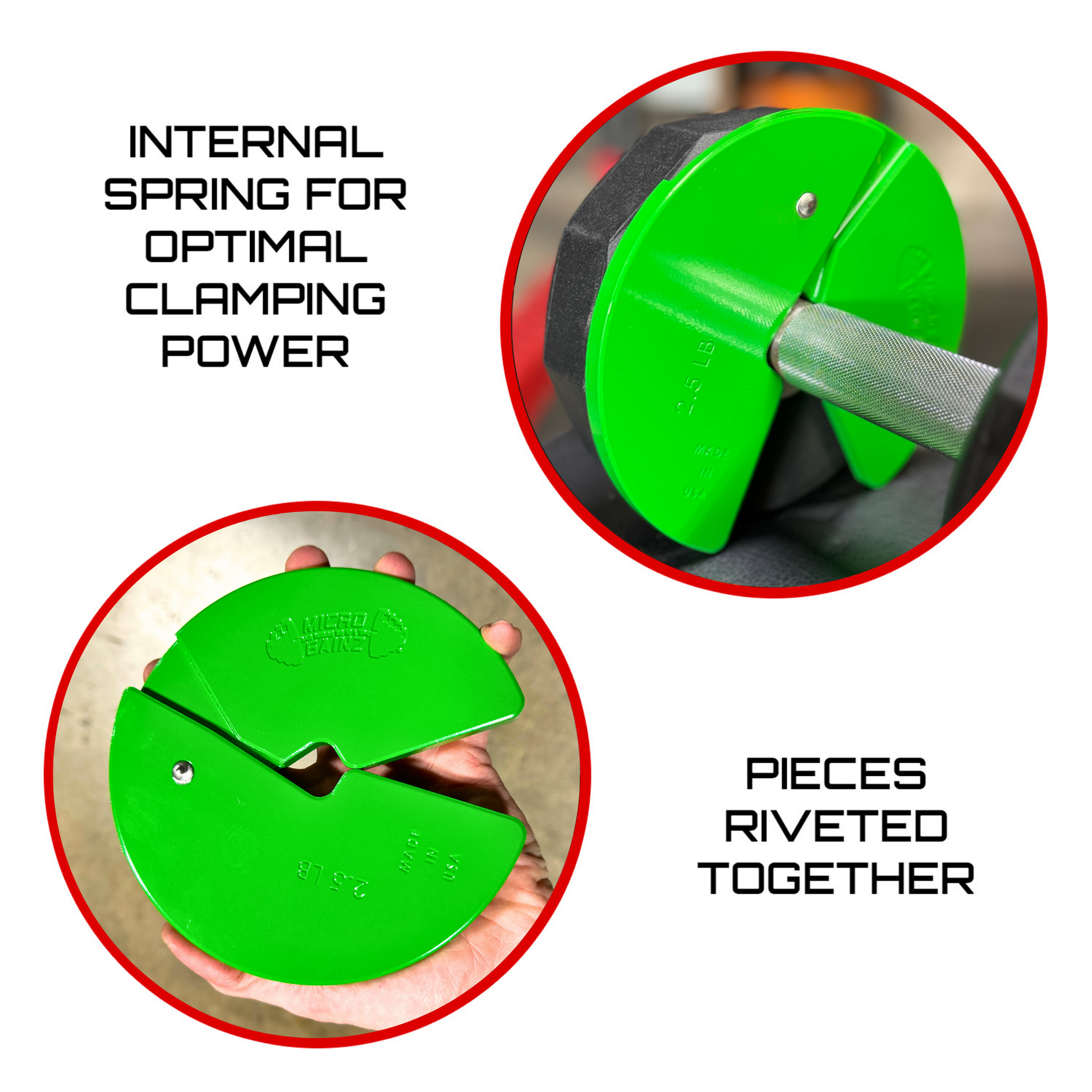 Green 2.5LB Dumbbell Fractional Weight Plates - Micro Gainz - The Track and Field Store