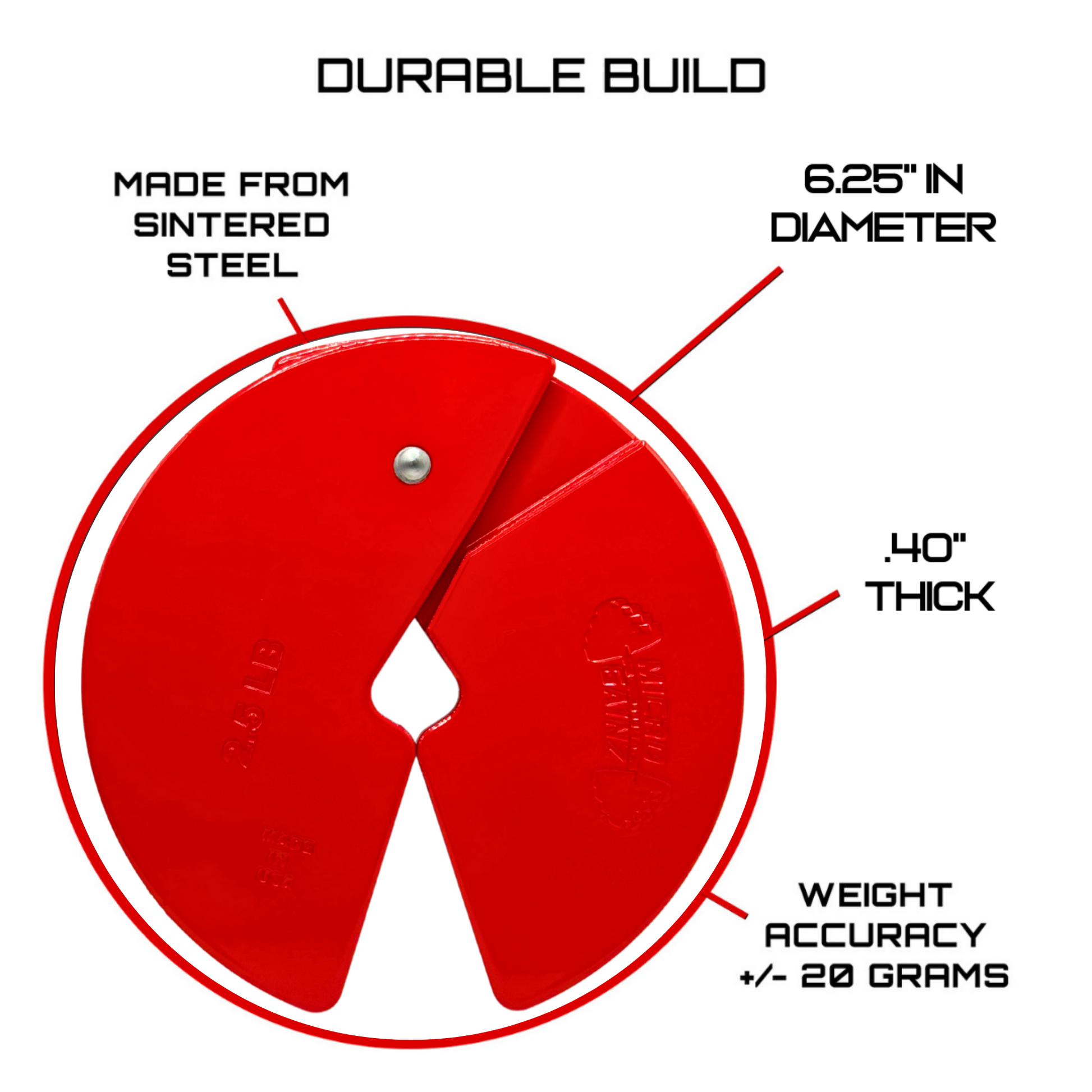 Micro Gainz Red 2.5LB Dumbbell Fractional Weight Plates - The Track and Field Store