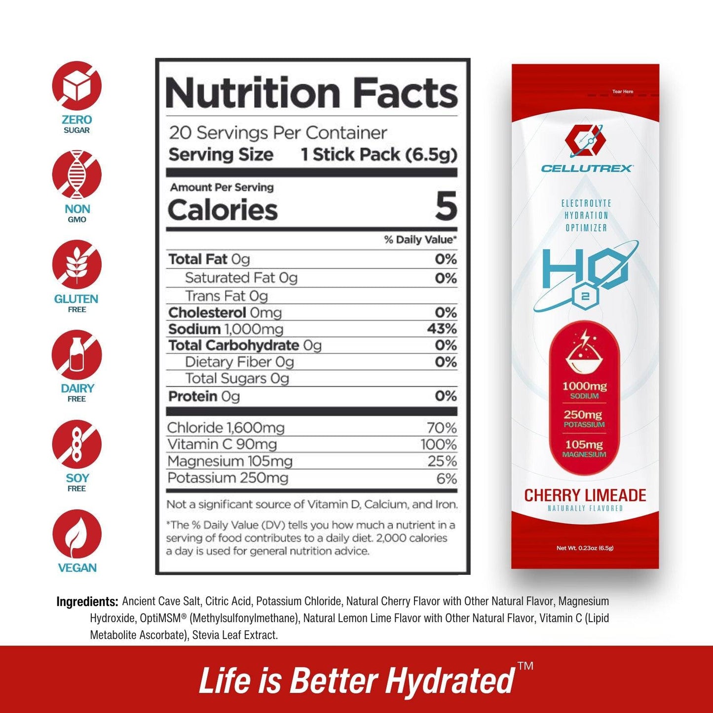 H2O ELECTROLYTES™ - Cherry Limeade | Zero Sugar Electrolyte Powder - The Track and Field Store