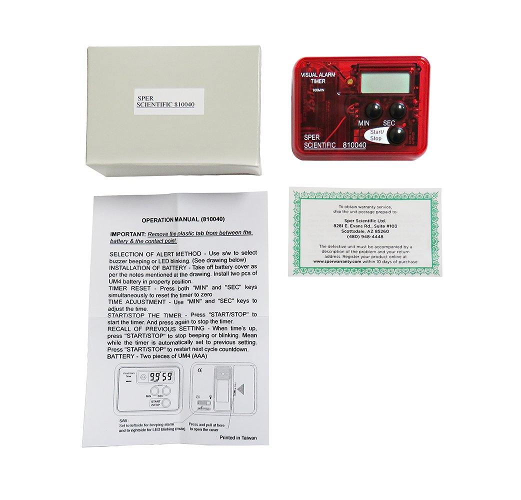 Visual Alarm Timer - 99 Minutes - Sper Scientific