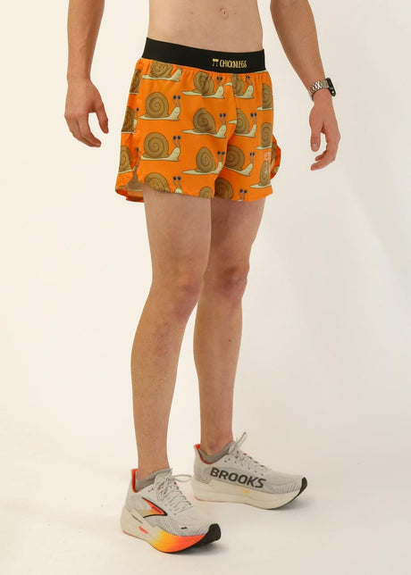 Men's Snails Pace 4" Half Split Shorts (Orange) - ChicknLegs Triathlete Store