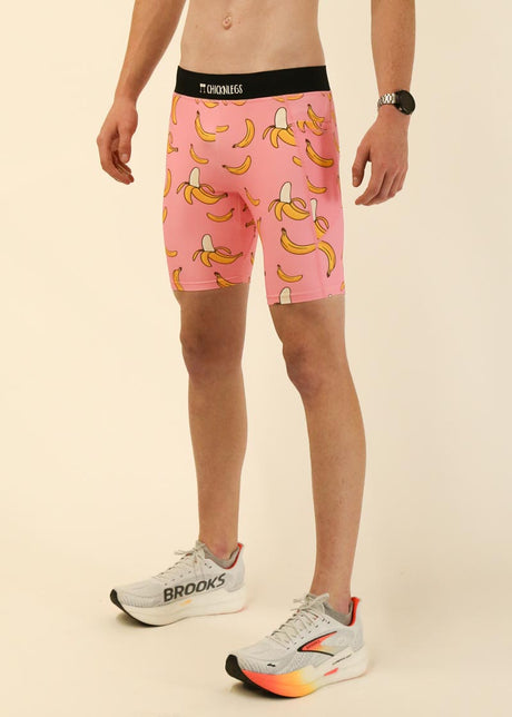 Men's Pink Bananas 8" Half Tights - ChicknLegs
