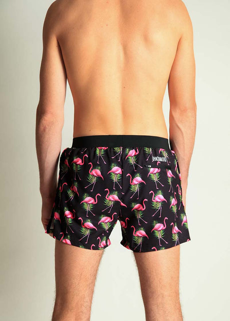 Men's Flamingos 4" Half Split Shorts (Black) - ChicknLegs