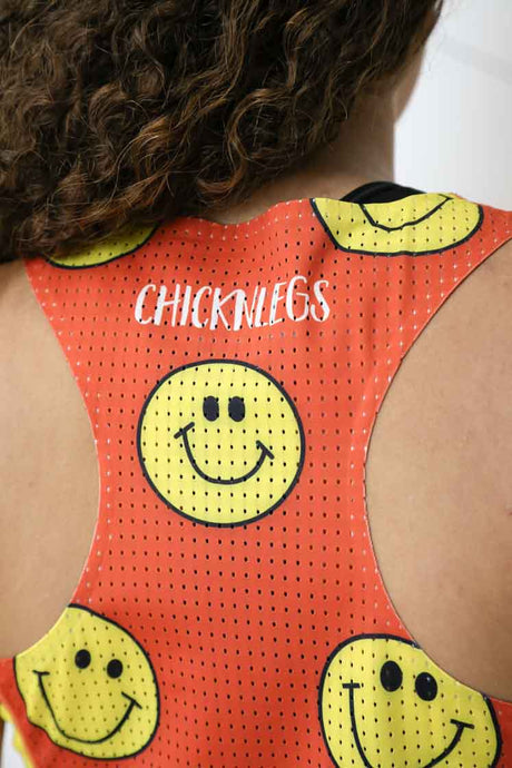 Women's Smileys Performance Singlet (Orange) - ChicknLegs