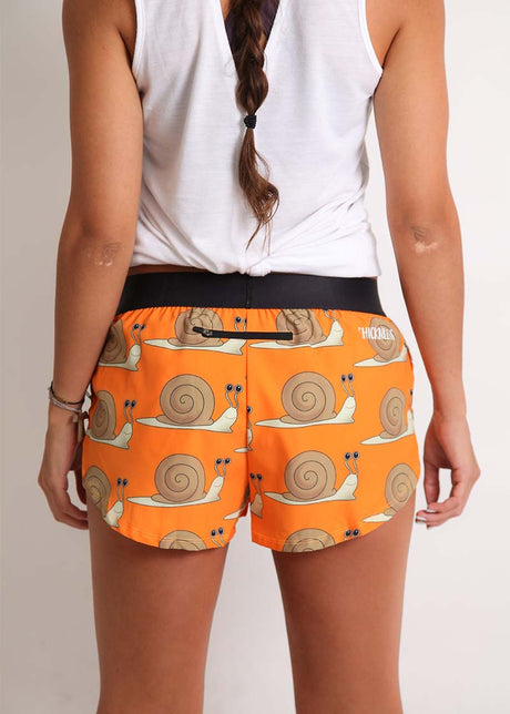 Women's Snails Pace 1.5" Split Shorts (Orange) - ChicknLegs