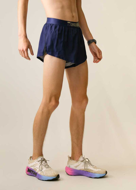 Men's Navy Blue 2" Half Split Shorts - ChicknLegs