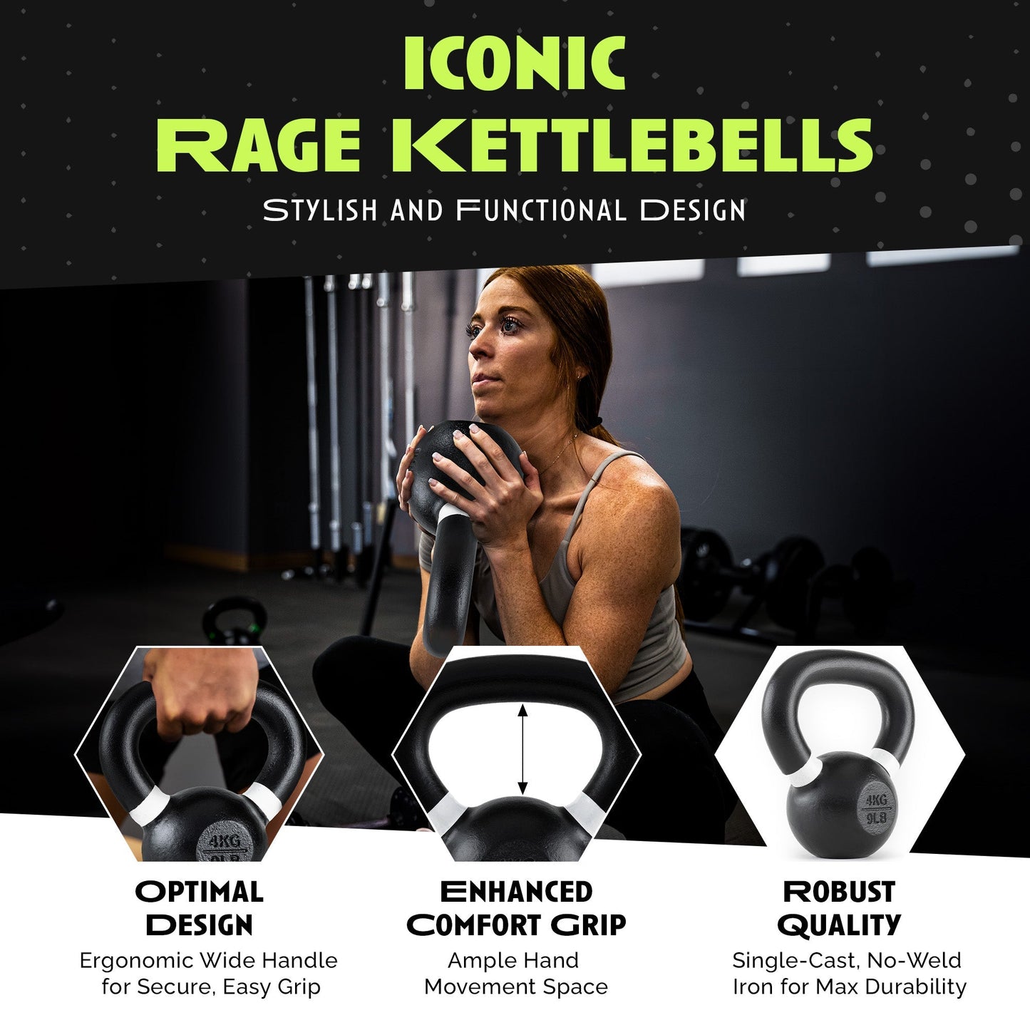 Single Cast Iron Kettlebell Rage Fitness