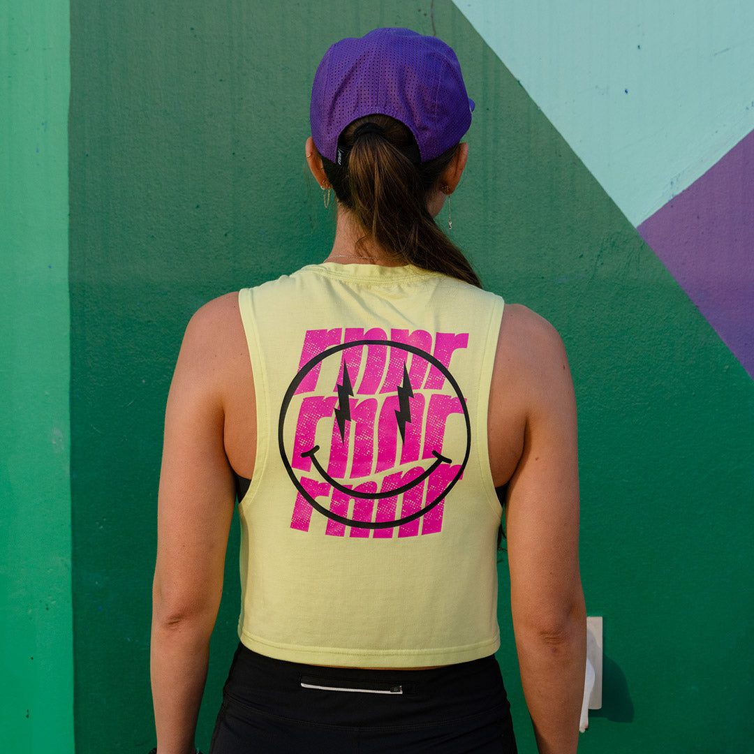 Women's Muscle Tee: Sunny Lime - RNNR - The Track and Field Store