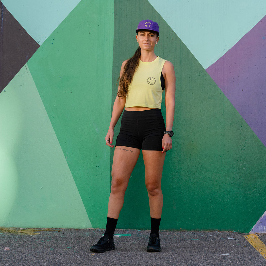 Women's Muscle Tee: Sunny Lime - RNNR - The Track and Field Store