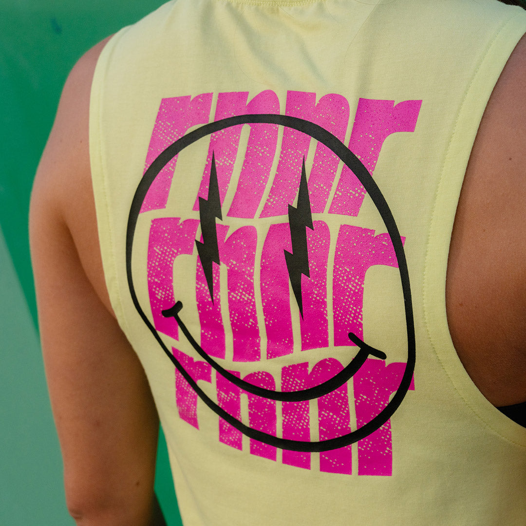 Women's Muscle Tee: Sunny Lime - RNNR - The Track and Field Store