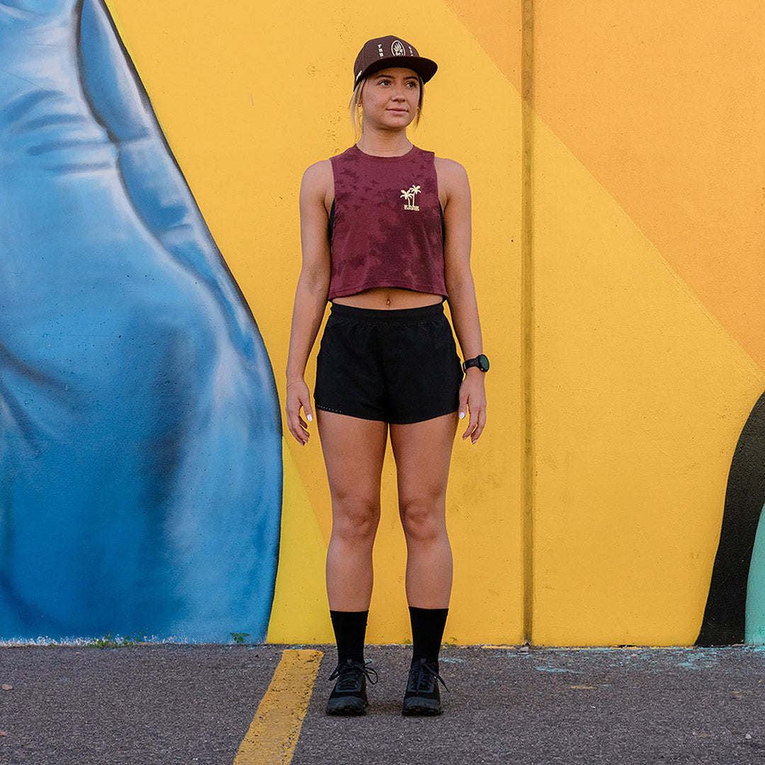 Women's Muscle Tee: Ruby Wine - RNNR - The Track and Field Store