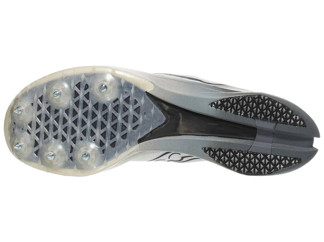 Unisex Endorphin Cheetah Spikes - White and Carbon - SAUCONY - The Track and Field Store