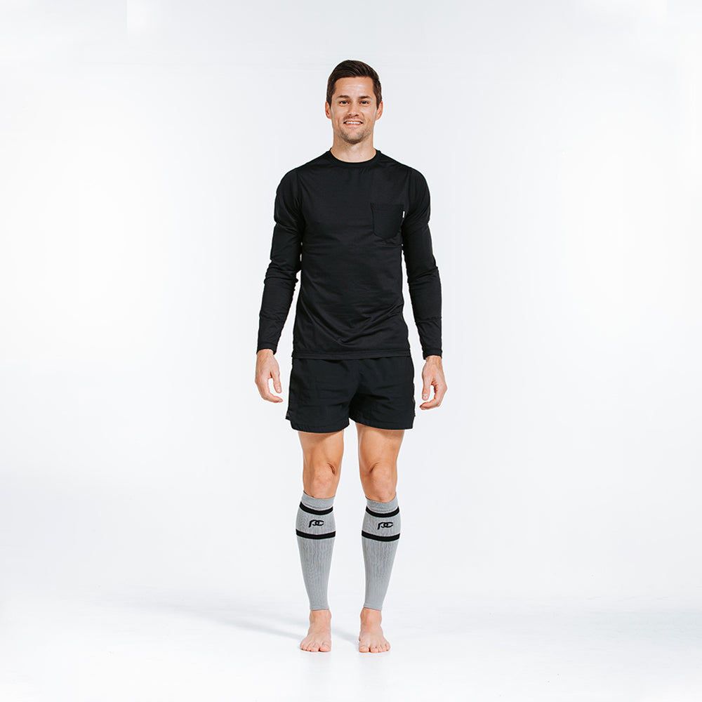 Calf Sleeves, Grey with Black Stripes - ProCompression - The Track and Field Store
