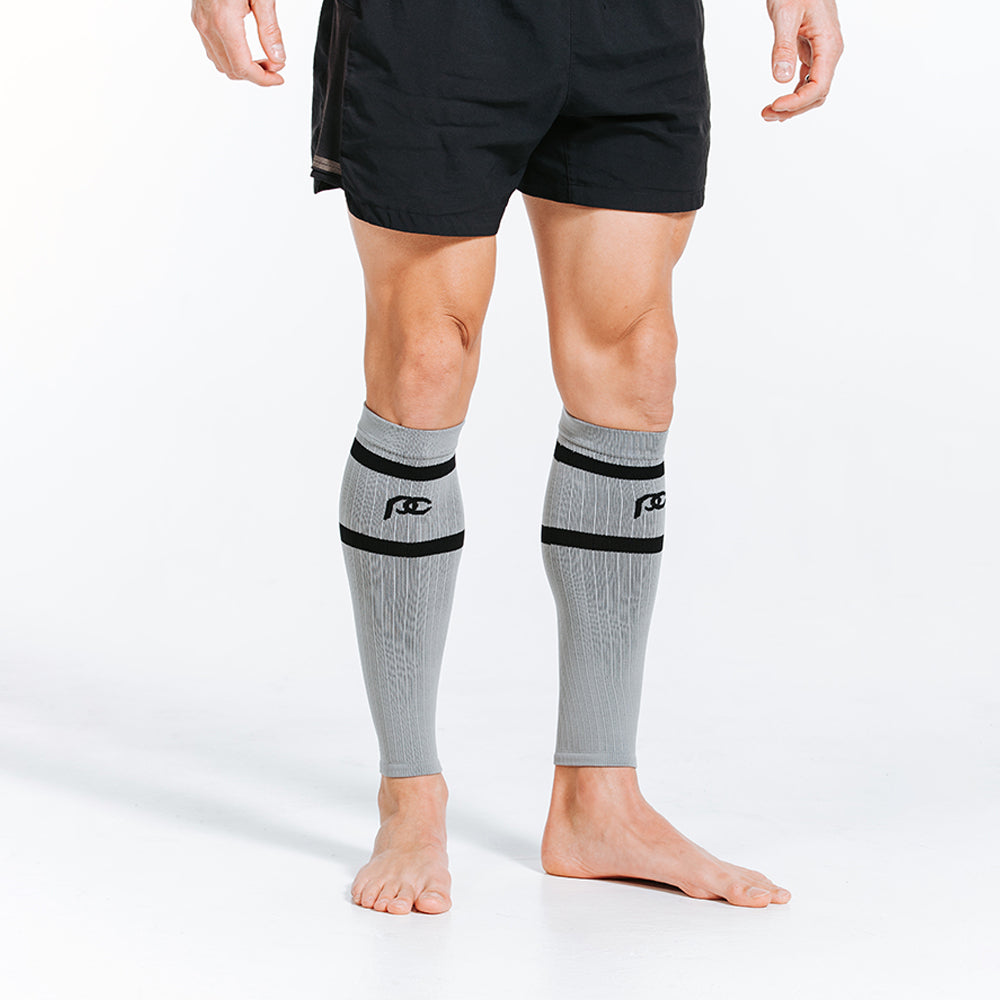 Calf Sleeves, Grey with Black Stripes - ProCompression - The Track and Field Store