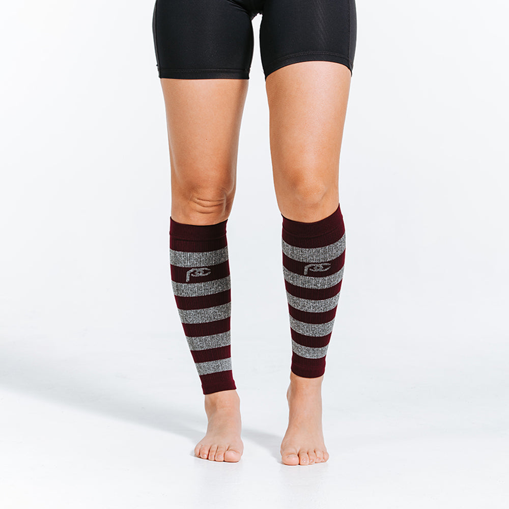 Calf Sleeves, Maroon and Heather Stripes - ProCompression - The Track and Field Store