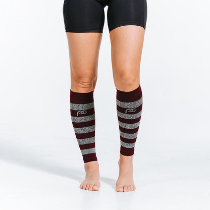Calf Sleeves, Maroon and Heather Stripes - ProCompression - The Track and Field Store