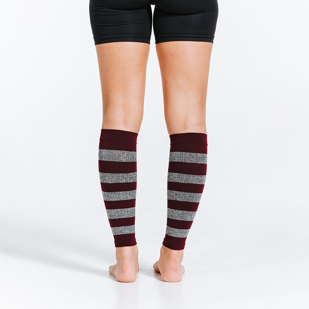Calf Sleeves, Maroon and Heather Stripes - ProCompression - The Track and Field Store