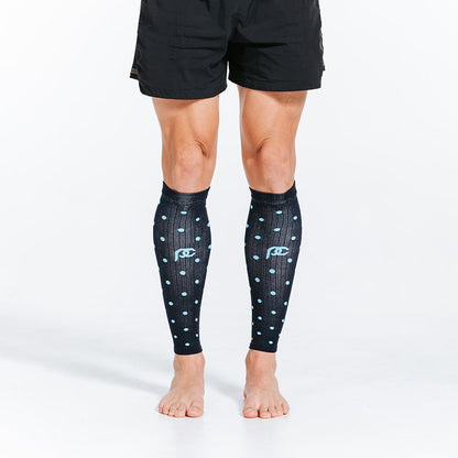 Calf Sleeves, Navy Dots